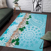 Cook Islands Tiare Maori With Conch Shell Area Rug Pasifika Fest Polynesian Tattoo Turquoise