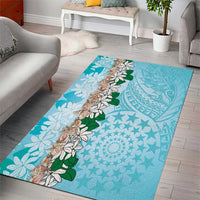 Cook Islands Tiare Maori With Conch Shell Area Rug Pasifika Fest Polynesian Tattoo Turquoise