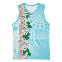 Cook Islands Tiare Maori With Conch Shell Basketball Jersey Pasifika Fest Polynesian Tattoo Turquoise LT14 Unisex Turquoise - Polynesian Pride