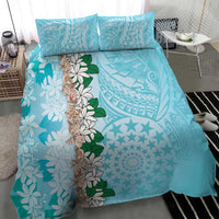 Cook Islands Tiare Maori With Conch Shell Bedding Set Pasifika Fest Polynesian Tattoo Turquoise LT14 - Polynesian Pride