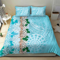 Cook Islands Tiare Maori With Conch Shell Bedding Set Pasifika Fest Polynesian Tattoo Turquoise LT14 - Polynesian Pride
