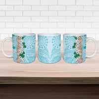 Cook Islands Tiare Maori With Conch Shell Ceramic Mug Pasifika Fest Polynesian Tattoo Turquoise LT14 - Polynesian Pride