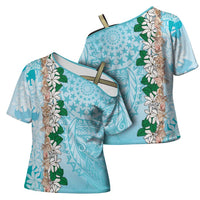 Cook Islands Tiare Maori With Conch Shell Cross Shoulder Shirt Pasifika Fest Polynesian Tattoo Turquoise LT14 - Polynesian Pride