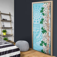 Cook Islands Tiare Maori With Conch Shell Door Cover Pasifika Fest Polynesian Tattoo Turquoise LT14 - Polynesian Pride