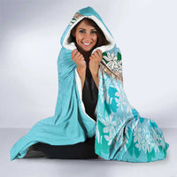 Cook Islands Tiare Maori With Conch Shell Hooded Blanket Pasifika Fest Polynesian Tattoo Turquoise LT14 - Polynesian Pride