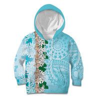 Cook Islands Tiare Maori With Conch Shell Kid Hoodie Pasifika Fest Polynesian Tattoo Turquoise LT14 Hoodie Turquoise - Polynesian Pride
