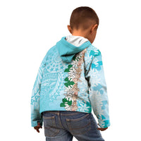 Cook Islands Tiare Maori With Conch Shell Kid Hoodie Pasifika Fest Polynesian Tattoo Turquoise LT14 - Polynesian Pride