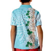 Cook Islands Tiare Maori With Conch Shell Kid Polo Shirt Pasifika Fest Polynesian Tattoo Turquoise LT14 - Polynesian Pride
