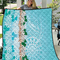 Cook Islands Tiare Maori With Conch Shell Quilt Pasifika Fest Polynesian Tattoo Turquoise LT14 Turquoise - Polynesian Pride