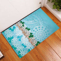 Cook Islands Tiare Maori With Conch Shell Rubber Doormat Pasifika Fest Polynesian Tattoo Turquoise LT14 - Polynesian Pride