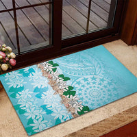 Cook Islands Tiare Maori With Conch Shell Rubber Doormat Pasifika Fest Polynesian Tattoo Turquoise LT14 - Polynesian Pride