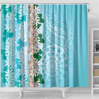 Cook Islands Tiare Maori With Conch Shell Shower Curtain Pasifika Fest Polynesian Tattoo Turquoise LT14 - Polynesian Pride