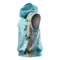 Cook Islands Tiare Maori With Conch Shell Sleeveless Hoodie Pasifika Fest Polynesian Tattoo Turquoise LT14 - Polynesian Pride