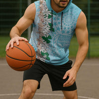 Cook Islands Tiare Maori With Conch Shell Sleeveless Hoodie Pasifika Fest Polynesian Tattoo Turquoise LT14 - Polynesian Pride