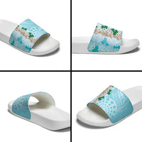 Cook Islands Tiare Maori With Conch Shell Slide Sandals Pasifika Fest Polynesian Tattoo Turquoise LT14 - Polynesian Pride