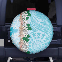 Cook Islands Tiare Maori With Conch Shell Spare Tire Cover Pasifika Fest Polynesian Tattoo Turquoise LT14 No hole Turquoise - Polynesian Pride