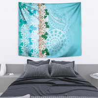 Cook Islands Tiare Maori With Conch Shell Tapestry Pasifika Fest Polynesian Tattoo Turquoise LT14 - Polynesian Pride