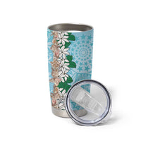 Cook Islands Tiare Maori With Conch Shell Tumbler Cup Pasifika Fest Polynesian Tattoo Turquoise LT14 - Polynesian Pride