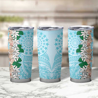Cook Islands Tiare Maori With Conch Shell Tumbler Cup Pasifika Fest Polynesian Tattoo Turquoise LT14 - Polynesian Pride