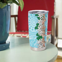 Cook Islands Tiare Maori With Conch Shell Tumbler Cup Pasifika Fest Polynesian Tattoo Turquoise LT14 - Polynesian Pride