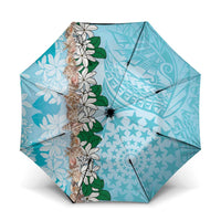 Cook Islands Tiare Maori With Conch Shell Umbrella Pasifika Fest Polynesian Tattoo Turquoise LT14 One Size Folded 11.42 inch Opened Diameter 37.4 inch Turquoise - Polynesian Pride