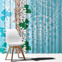 Cook Islands Tiare Maori With Conch Shell Window Curtain Pasifika Fest Polynesian Tattoo Turquoise LT14 - Polynesian Pride