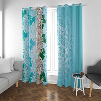Cook Islands Tiare Maori With Conch Shell Window Curtain Pasifika Fest Polynesian Tattoo Turquoise LT14 With Grommets Turquoise - Polynesian Pride