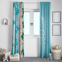 Cook Islands Tiare Maori With Conch Shell Window Curtain Pasifika Fest Polynesian Tattoo Turquoise LT14 - Polynesian Pride