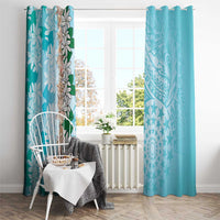 Cook Islands Tiare Maori With Conch Shell Window Curtain Pasifika Fest Polynesian Tattoo Turquoise LT14 - Polynesian Pride