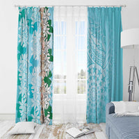 Cook Islands Tiare Maori With Conch Shell Window Curtain Pasifika Fest Polynesian Tattoo Turquoise LT14 - Polynesian Pride