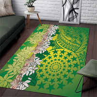 Cook Islands Tiare Maori With Conch Shell Area Rug Pasifika Fest Polynesian Tattoo Green