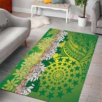 Cook Islands Tiare Maori With Conch Shell Area Rug Pasifika Fest Polynesian Tattoo Green