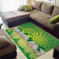 Cook Islands Tiare Maori With Conch Shell Area Rug Pasifika Fest Polynesian Tattoo Green