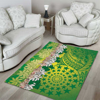 Cook Islands Tiare Maori With Conch Shell Area Rug Pasifika Fest Polynesian Tattoo Green