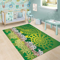 Cook Islands Tiare Maori With Conch Shell Area Rug Pasifika Fest Polynesian Tattoo Green