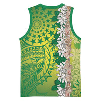 Cook Islands Tiare Maori With Conch Shell Basketball Jersey Pasifika Fest Polynesian Tattoo Green LT14 - Polynesian Pride