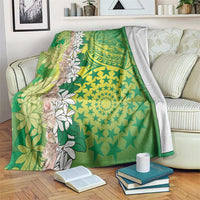 Cook Islands Tiare Maori With Conch Shell Blanket Pasifika Fest Polynesian Tattoo Green LT14 Green - Polynesian Pride