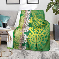Cook Islands Tiare Maori With Conch Shell Blanket Pasifika Fest Polynesian Tattoo Green LT14 - Polynesian Pride