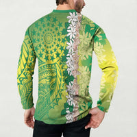 Cook Islands Tiare Maori With Conch Shell Button Sweatshirt Pasifika Fest Polynesian Tattoo Green LT14 - Polynesian Pride