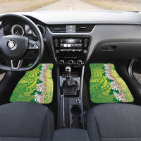 Cook Islands Tiare Maori With Conch Shell Car Mats Pasifika Fest Polynesian Tattoo Green LT14 Set 2pcs - Front Green - Polynesian Pride