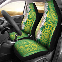 Cook Islands Tiare Maori With Conch Shell Car Seat Cover Pasifika Fest Polynesian Tattoo Green