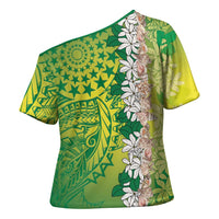 Cook Islands Tiare Maori With Conch Shell Cross Shoulder Shirt Pasifika Fest Polynesian Tattoo Green LT14 - Polynesian Pride