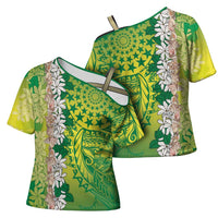 Cook Islands Tiare Maori With Conch Shell Cross Shoulder Shirt Pasifika Fest Polynesian Tattoo Green LT14 - Polynesian Pride