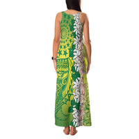Cook Islands Tiare Maori With Conch Shell Family Matching Tank Maxi Dress and Hawaiian Shirt Pasifika Fest Polynesian Tattoo Green