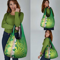 Cook Islands Tiare Maori With Conch Shell Grocery Bag Pasifika Fest Polynesian Tattoo Green LT14 - Polynesian Pride