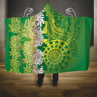 Cook Islands Tiare Maori With Conch Shell Hooded Blanket Pasifika Fest Polynesian Tattoo Green LT14 - Polynesian Pride