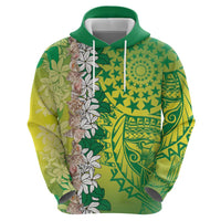 Cook Islands Tiare Maori With Conch Shell Hoodie Pasifika Fest Polynesian Tattoo Green LT14 - Polynesian Pride