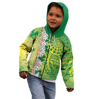 Cook Islands Tiare Maori With Conch Shell Kid Hoodie Pasifika Fest Polynesian Tattoo Green LT14 - Polynesian Pride