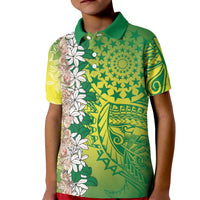 Cook Islands Tiare Maori With Conch Shell Kid Polo Shirt Pasifika Fest Polynesian Tattoo Green LT14 Kid Green - Polynesian Pride