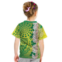 Cook Islands Tiare Maori With Conch Shell Kid T Shirt Pasifika Fest Polynesian Tattoo Green LT14 - Polynesian Pride
